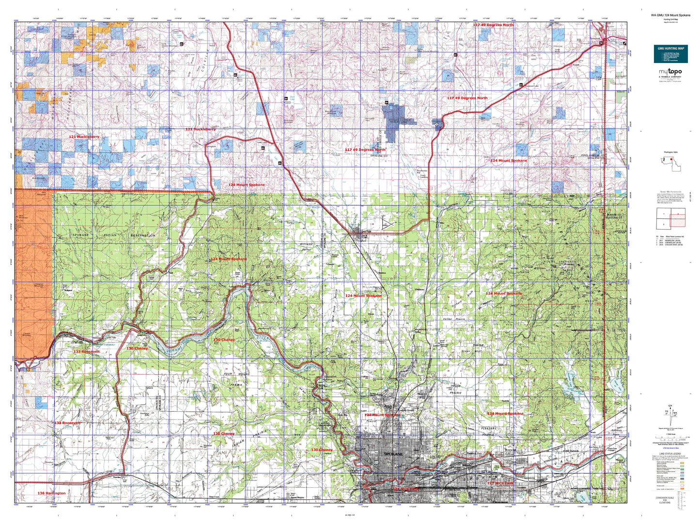Washington GMU 124 Mount Spokane Map Image
