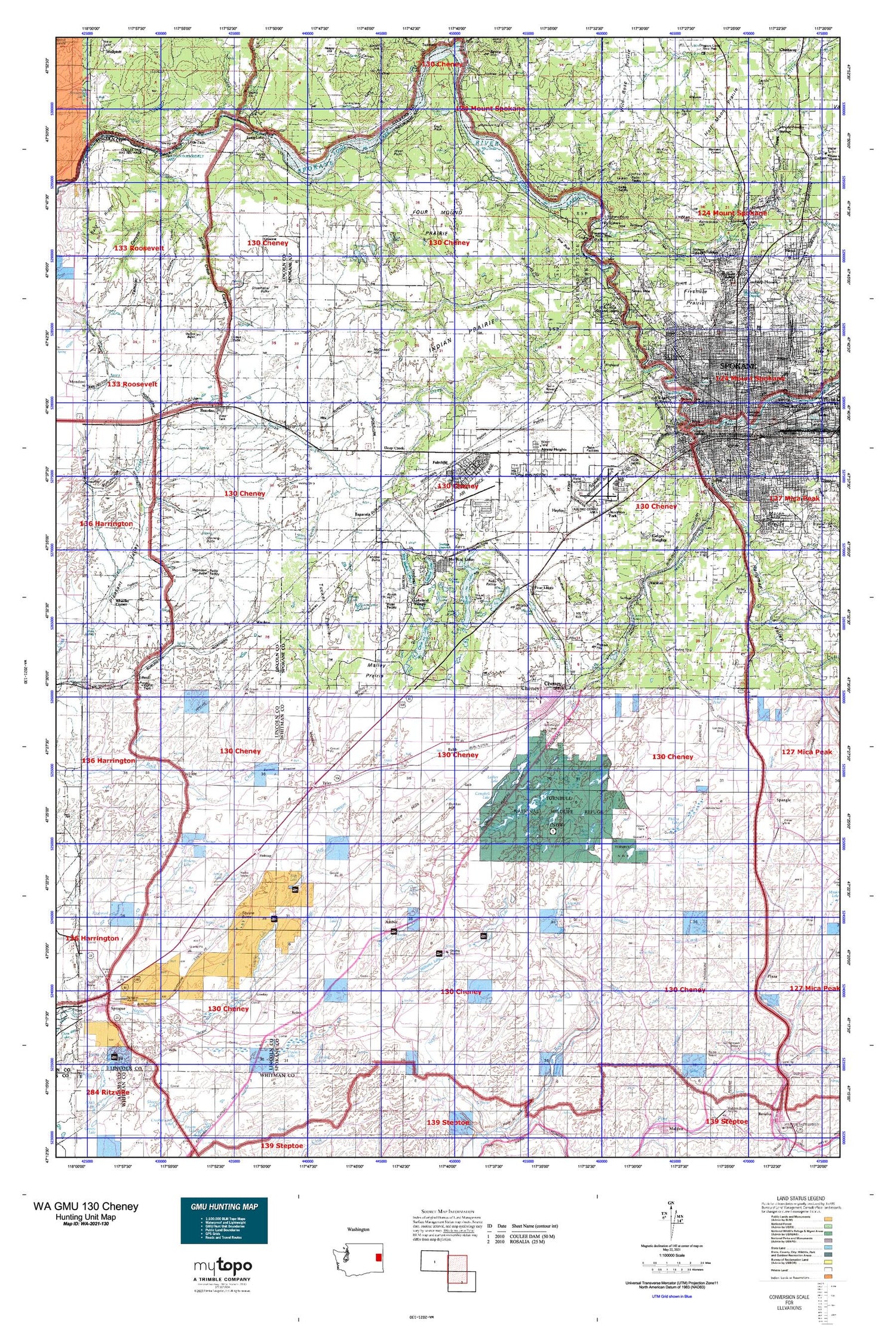 Washington GMU 130 Cheney Map Image