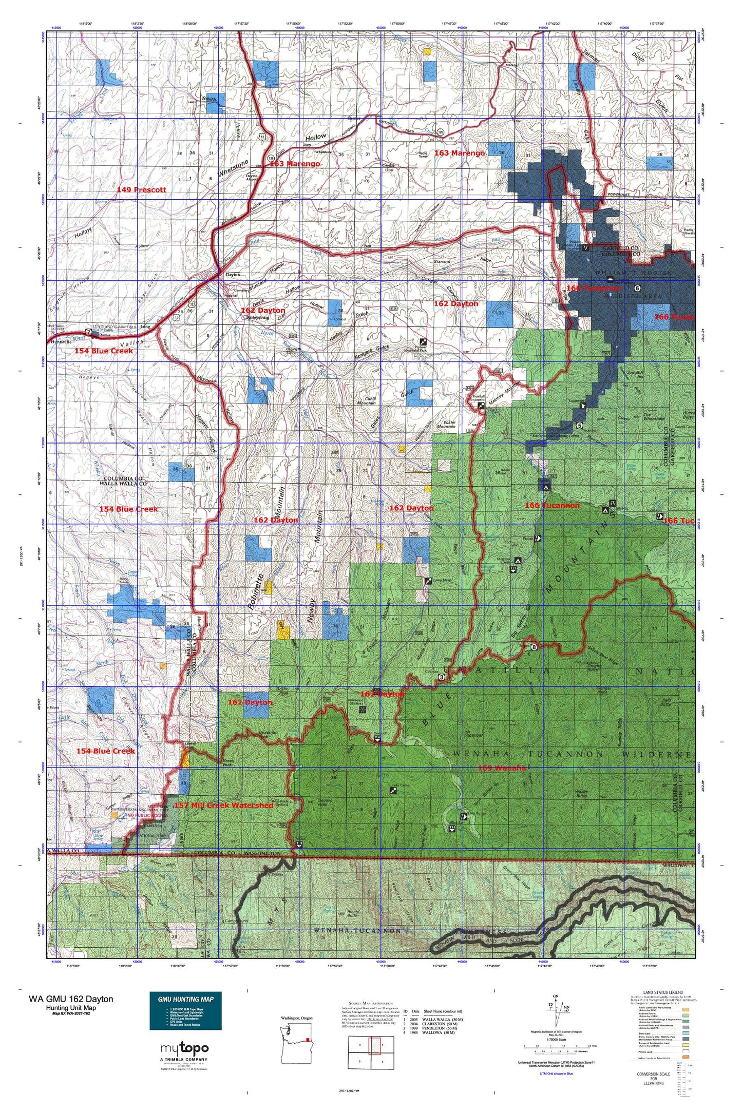 Washington GMU 162 Dayton Map Image