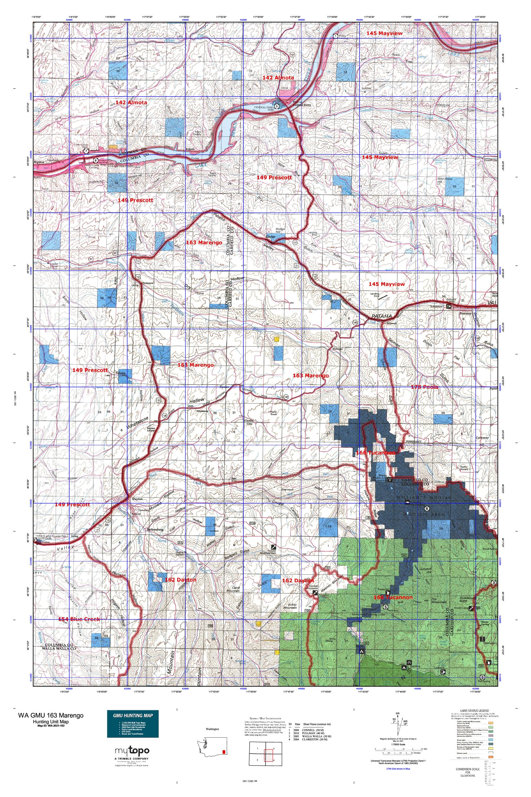 Washington GMU 163 Marengo Map – MyTopo Map Store