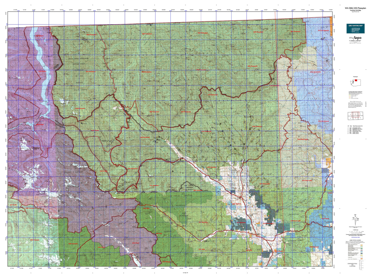 Washington GMU 203 Pasayten Map Image