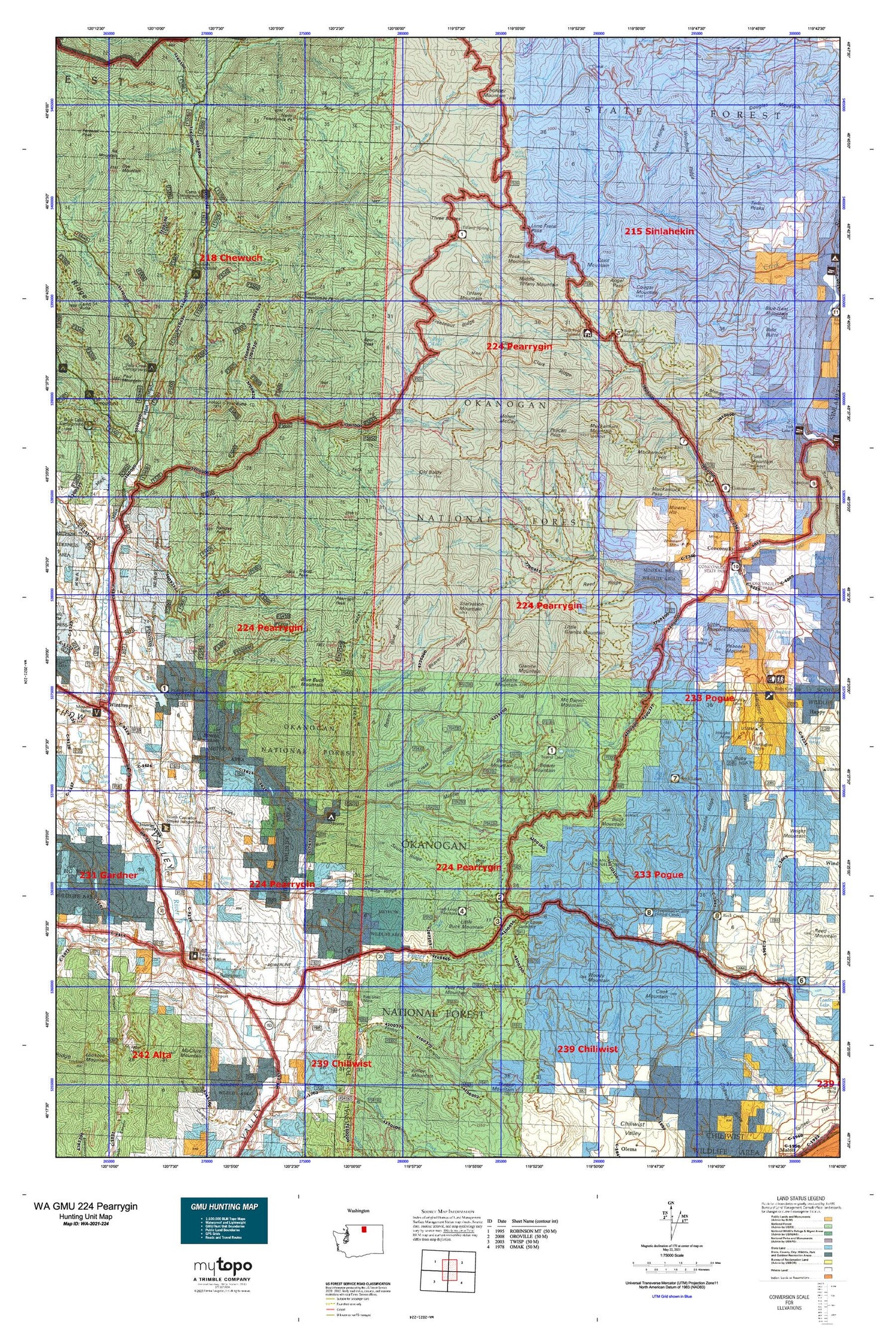 Washington GMU 224 Pearrygin Map Image