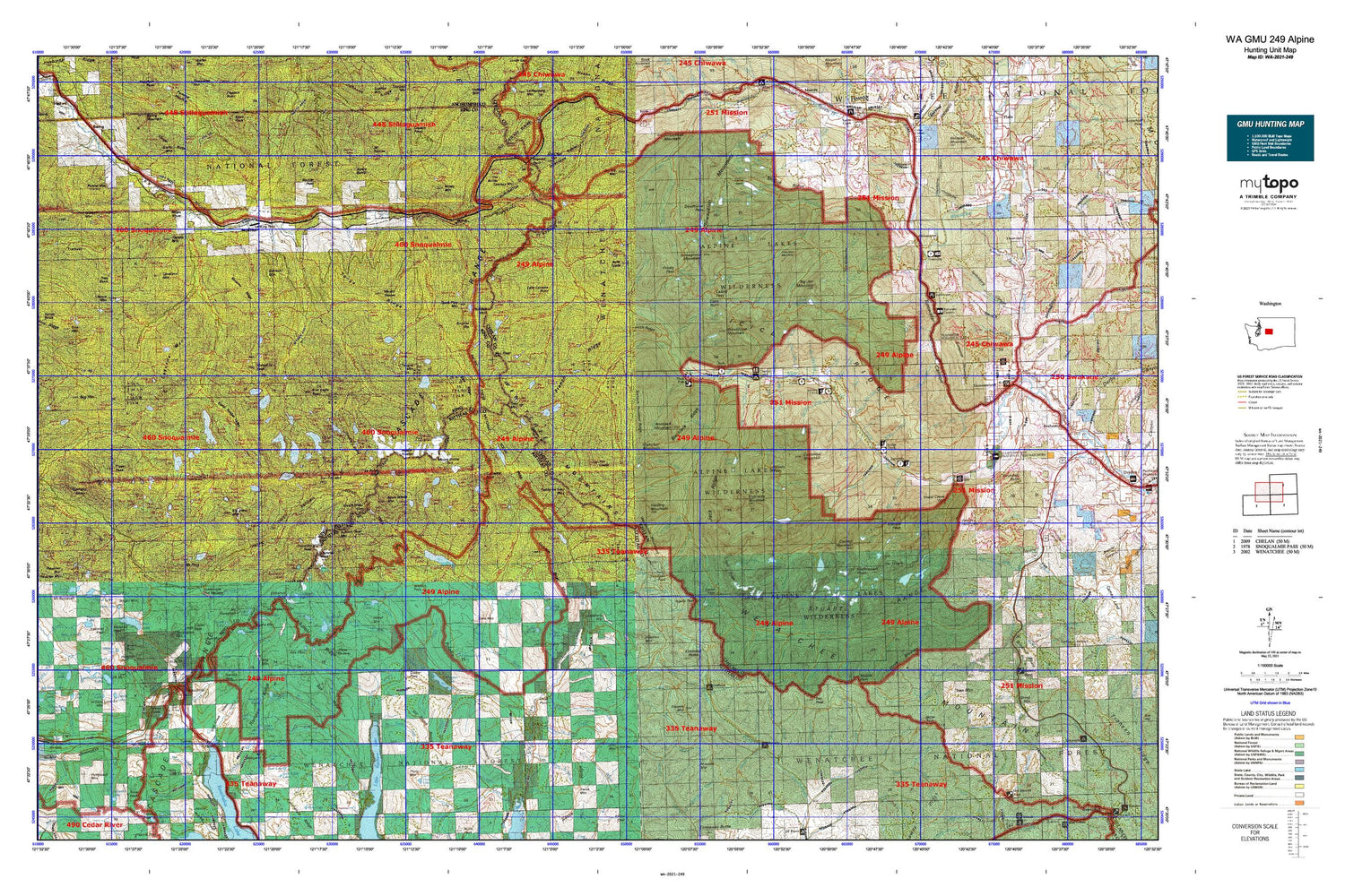 Washington GMU 249 Alpine Map – MyTopo Map Store