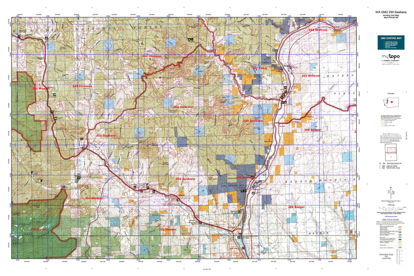 Washington GMU 250 Swakane Map Image