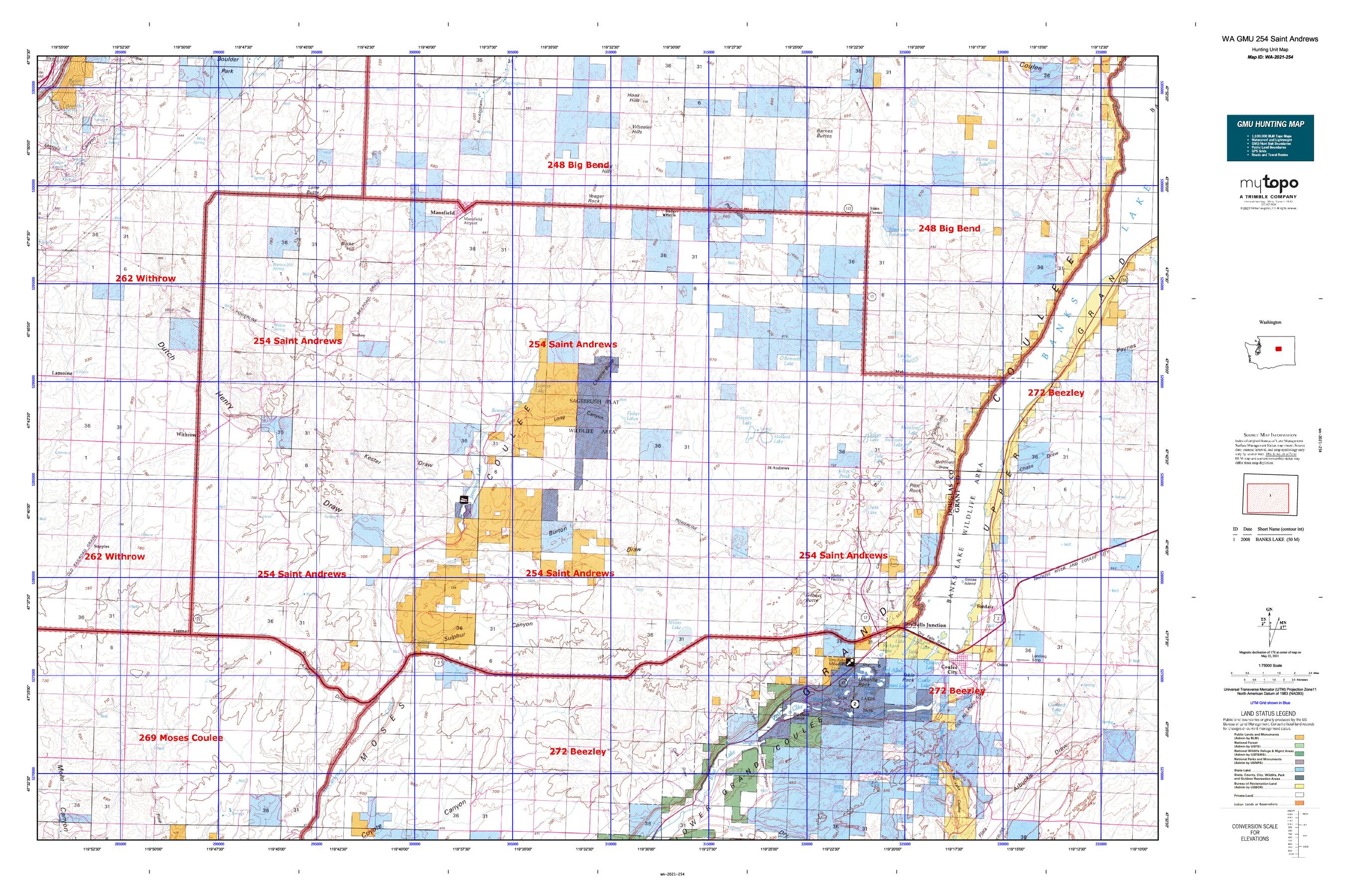 Washington GMU 254 Saint Andrews Map – MyTopo Map Store