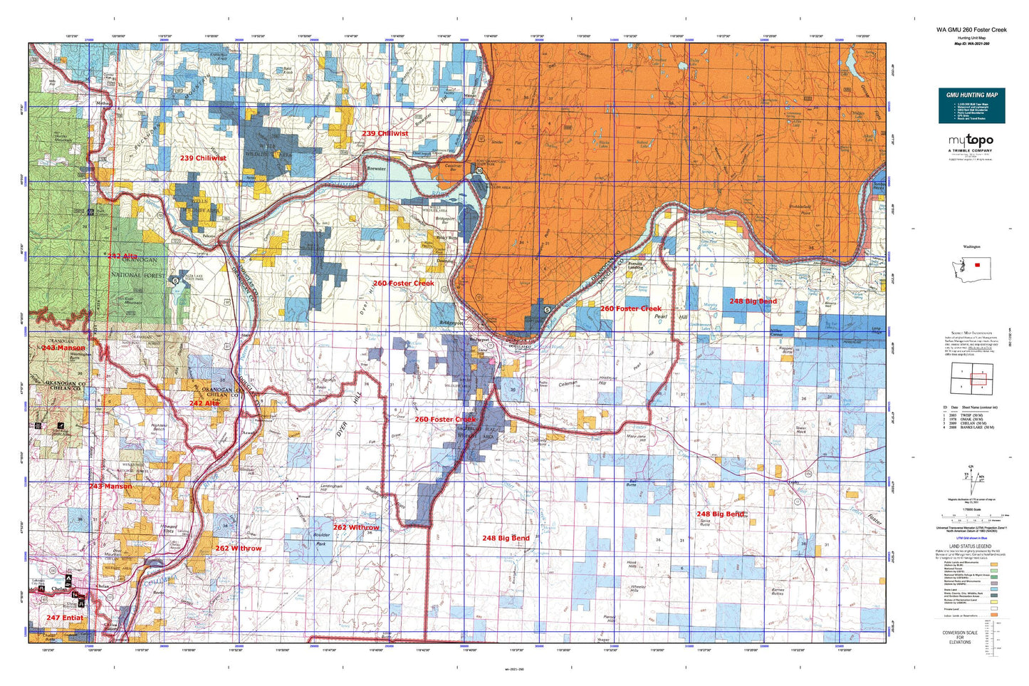 Washington GMU 260 Foster Creek Map Image