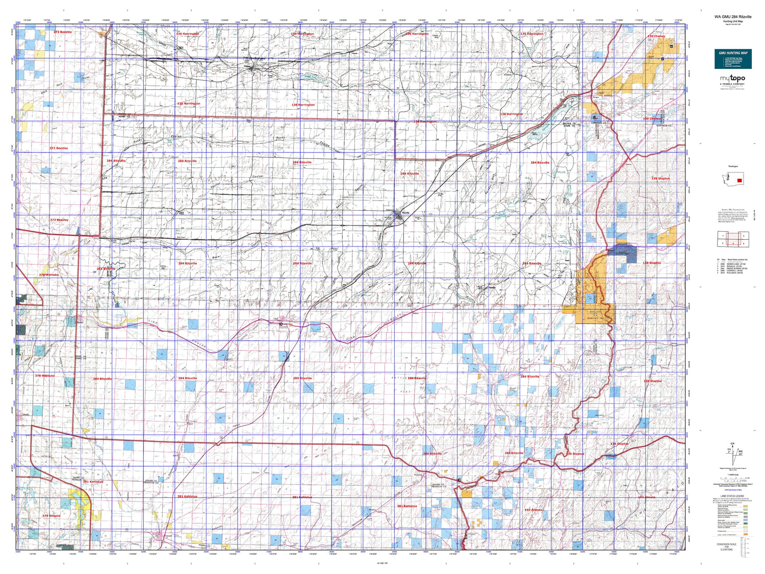 Washington GMU 284 Ritzville Map Image