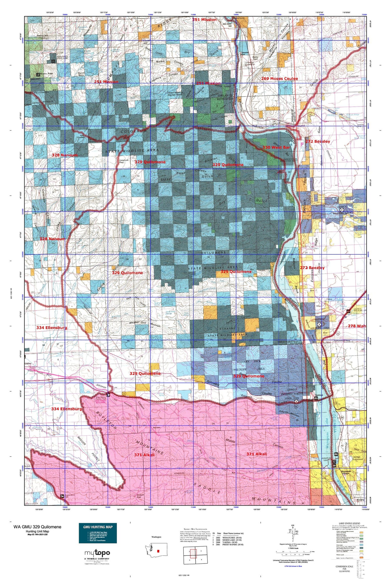 Washington GMU 329 Quilomene Map Image