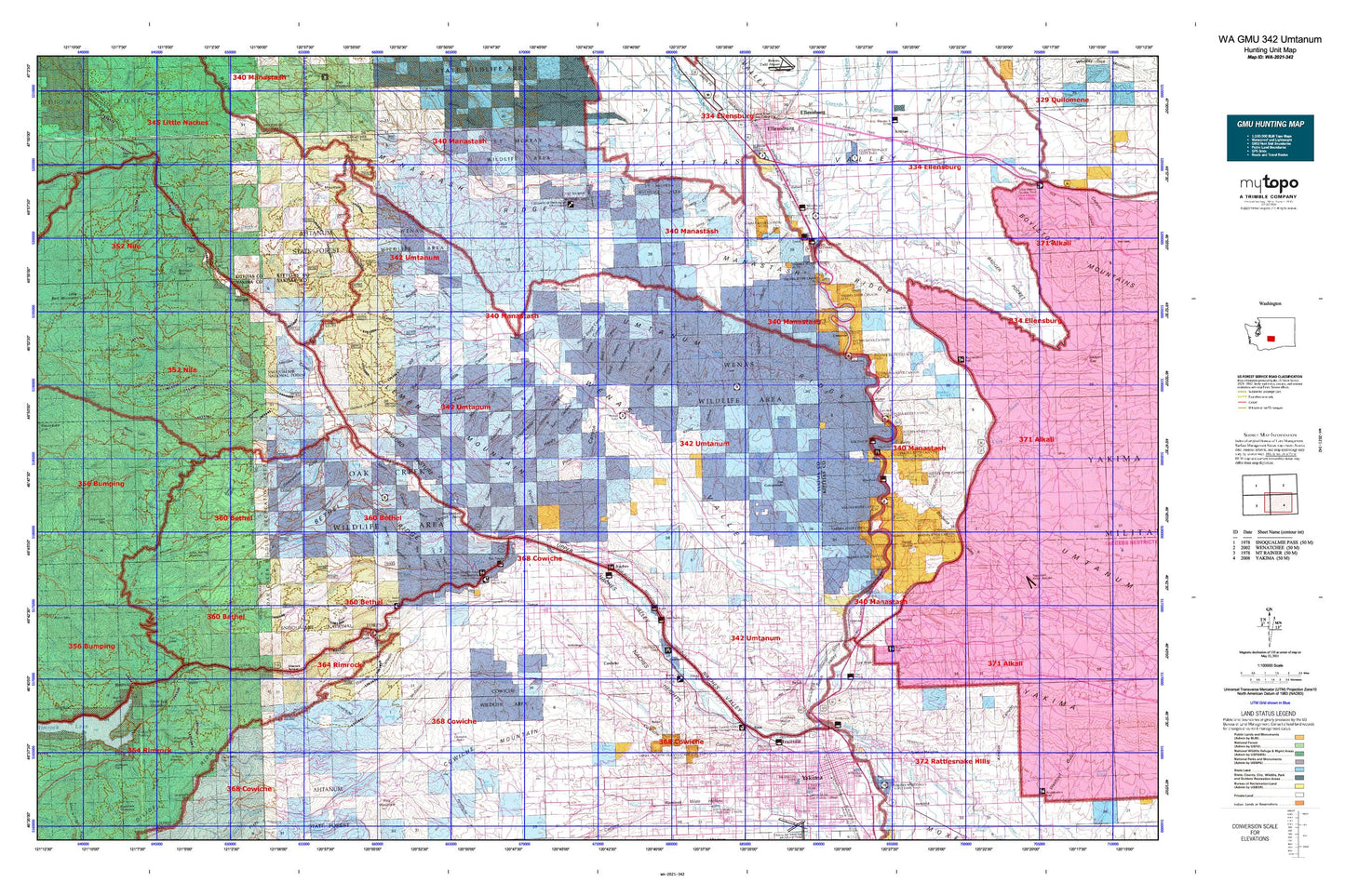 Washington GMU 342 Umtanum Map Image
