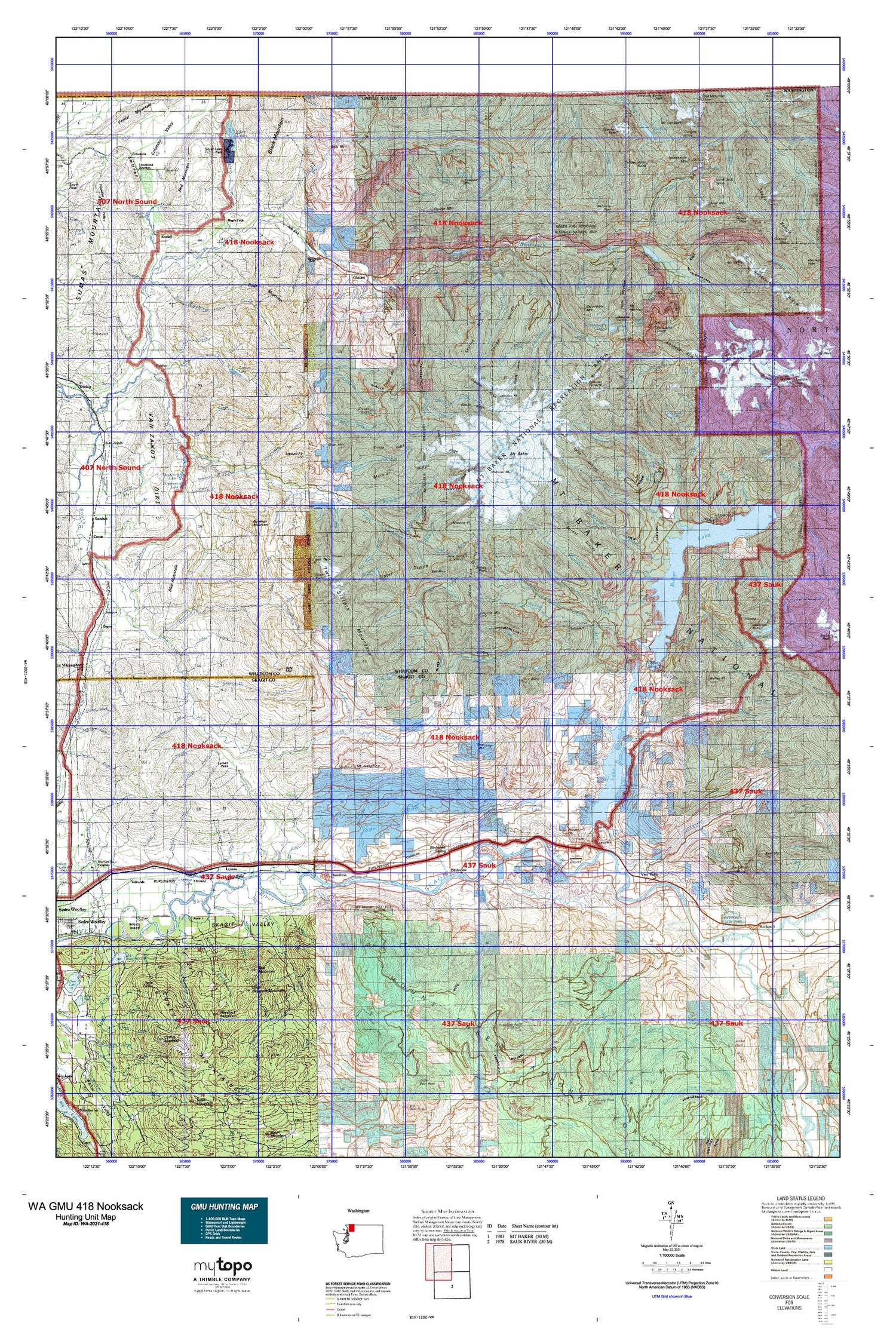 Washington GMU 418 Nooksack Map Image