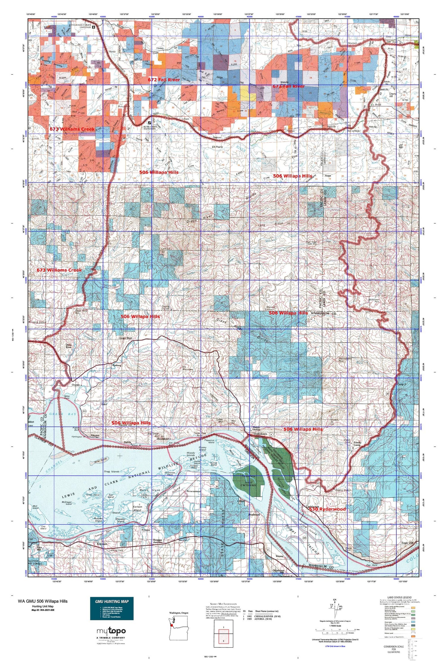 Washington GMU 506 Willapa Hills Map Image