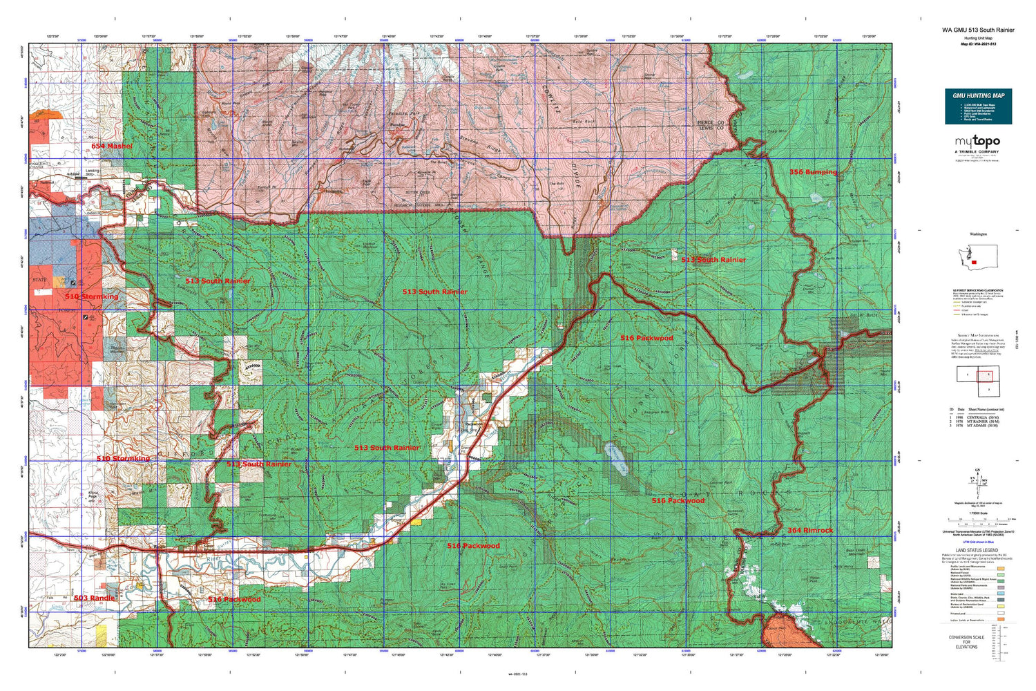 Washington GMU 513 South Rainier Map Image