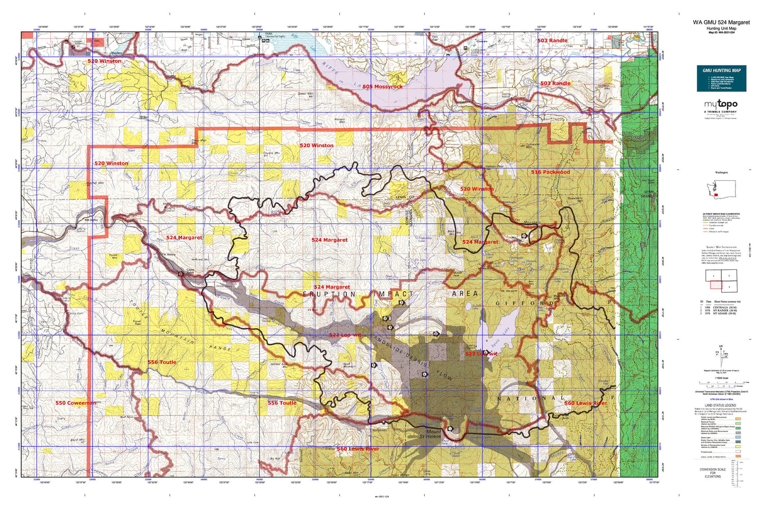 Washington GMU 524 Margaret Map – MyTopo Map Store