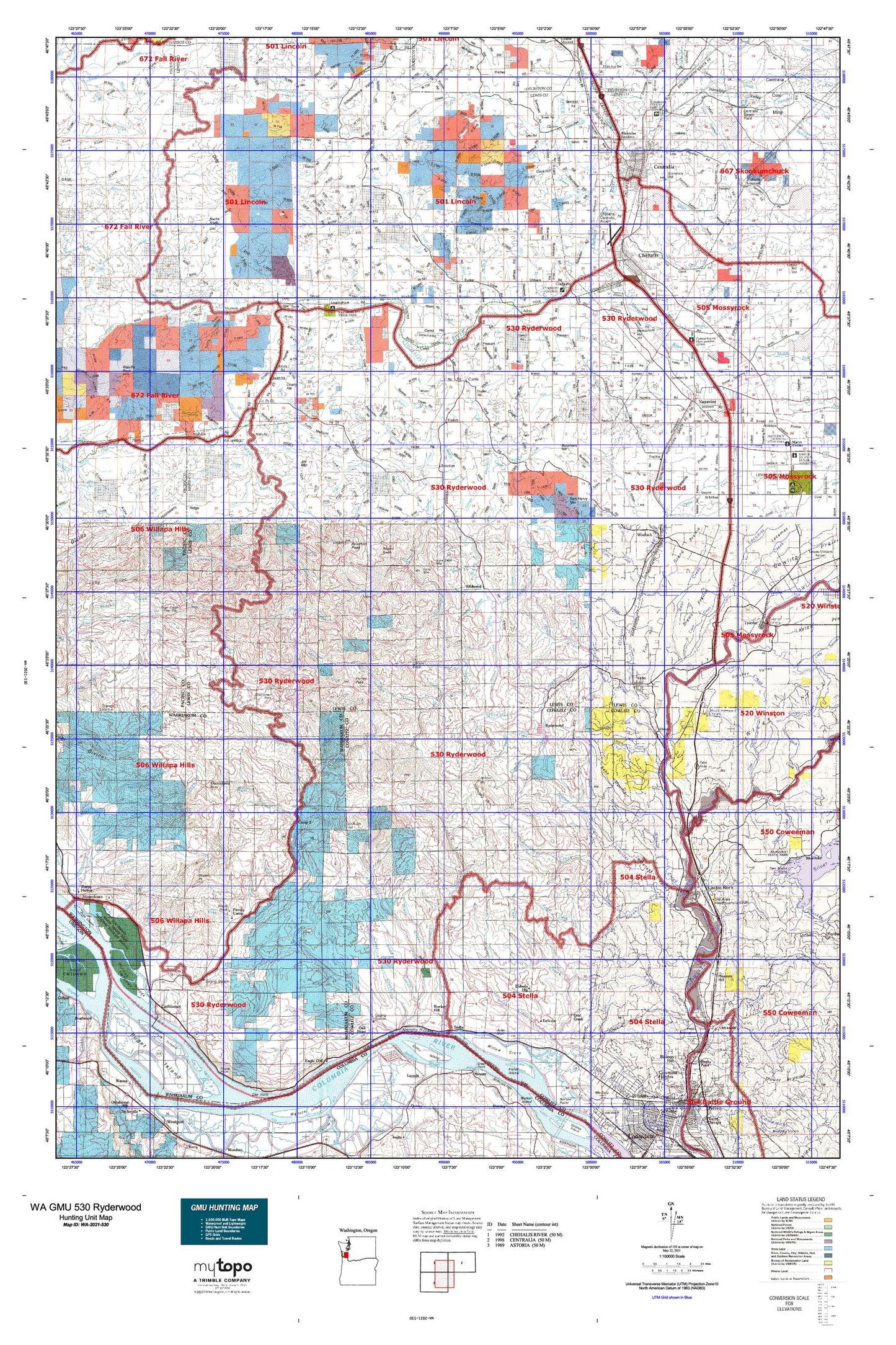 Washington GMU 530 Ryderwood Map Image