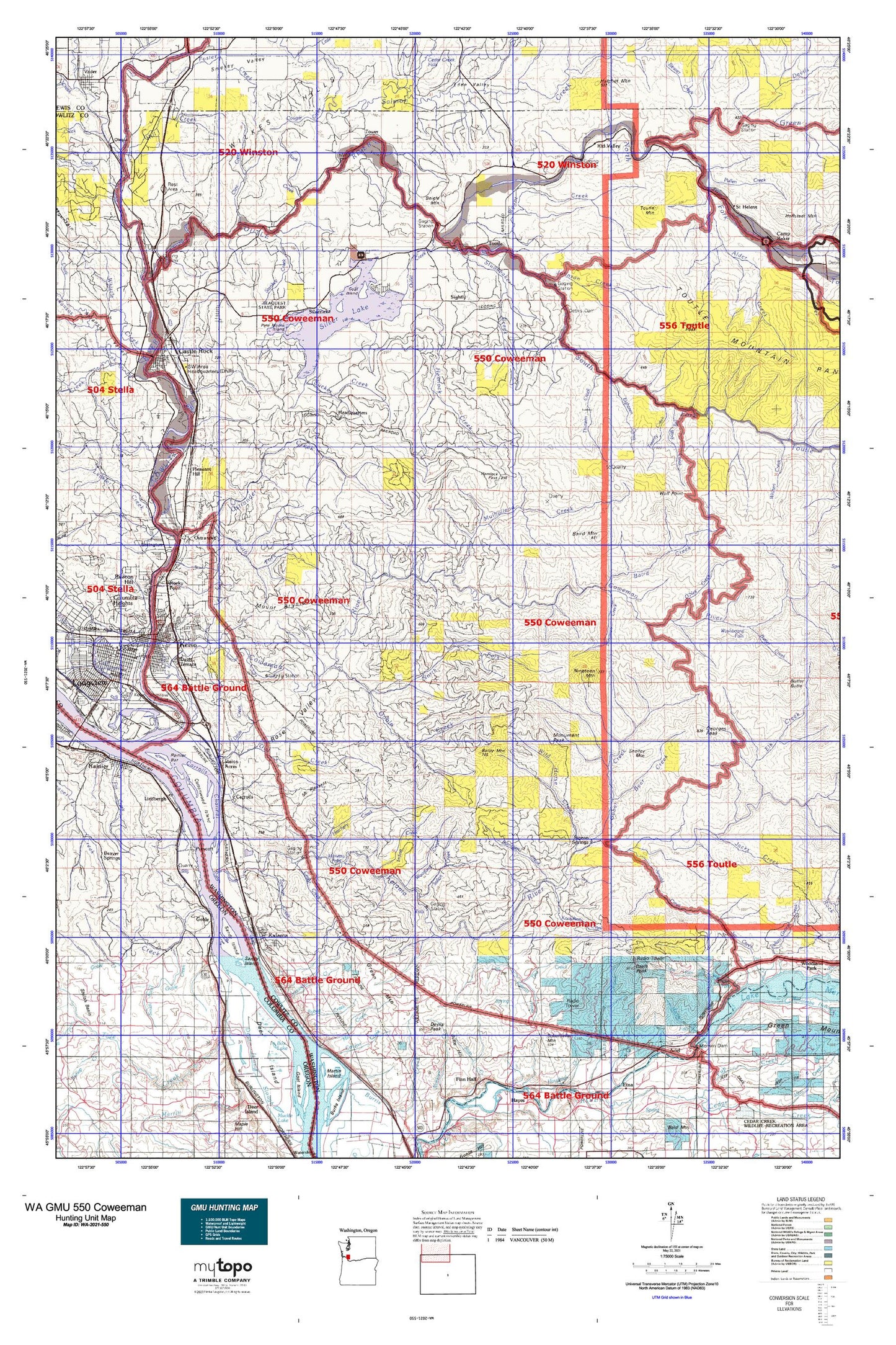 Washington GMU 550 Coweeman Map Image