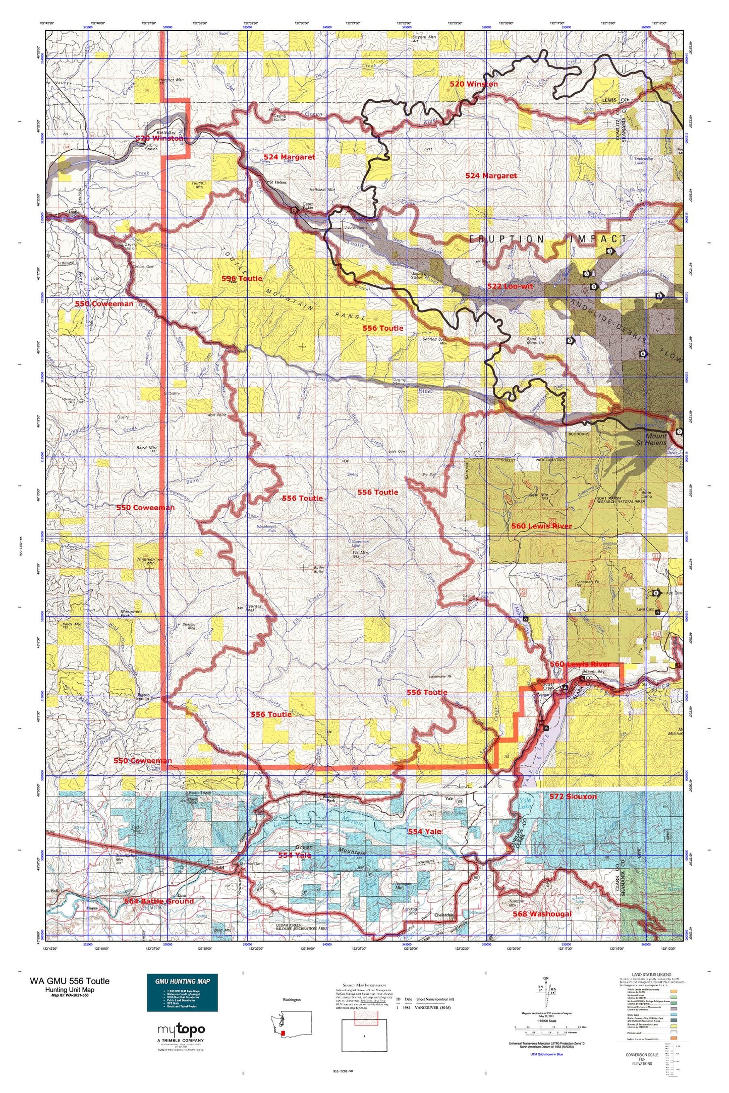Washington GMU 556 Toutle Map Image