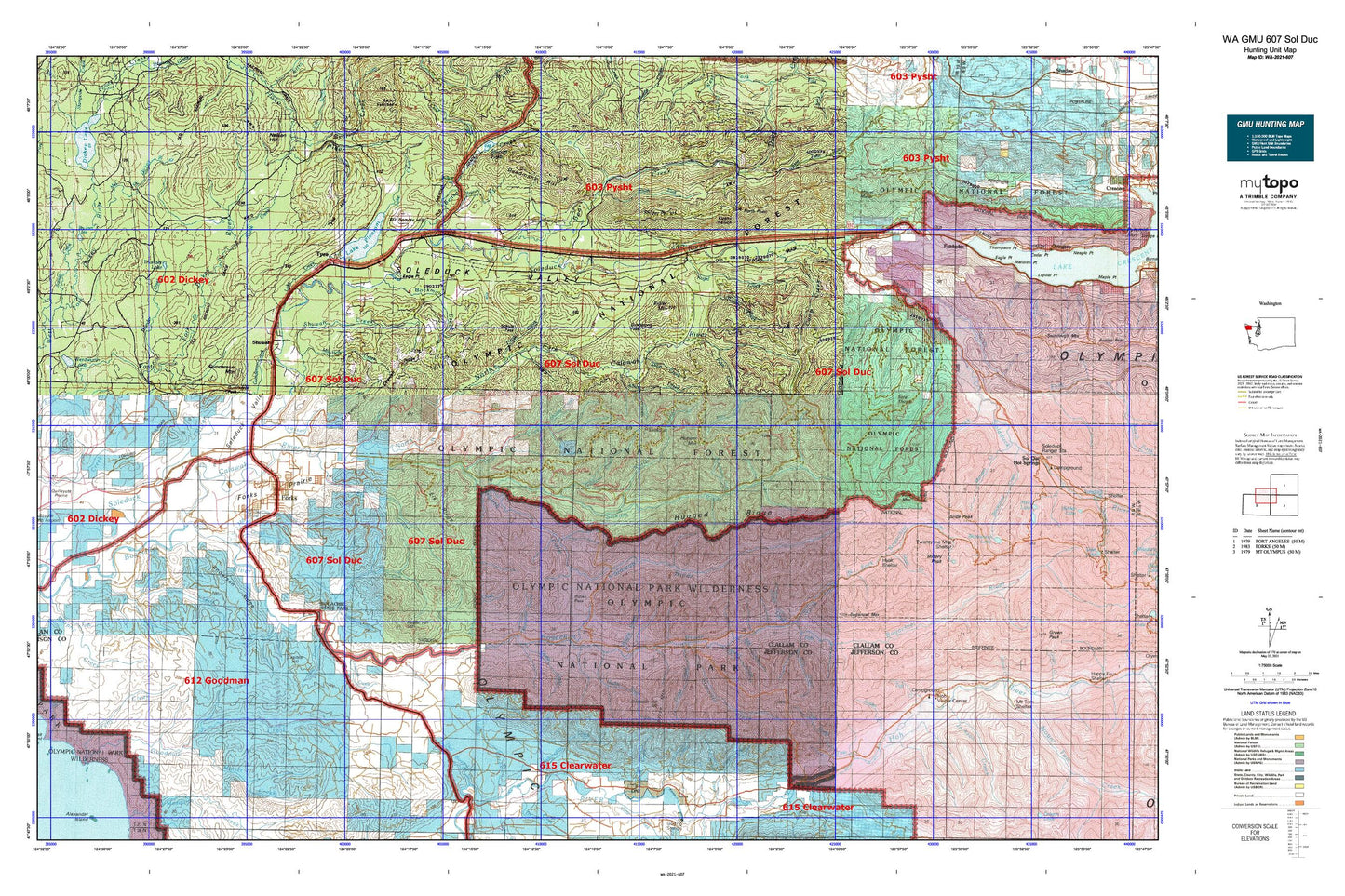 Washington GMU 607 Sol Duc Map Image