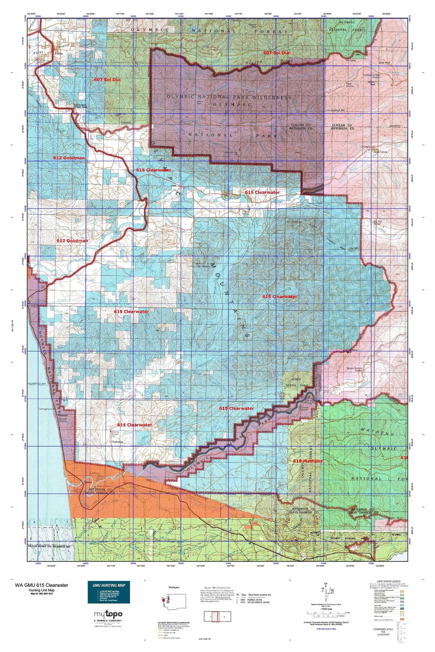 Washington GMU 615 Clearwater Map Image