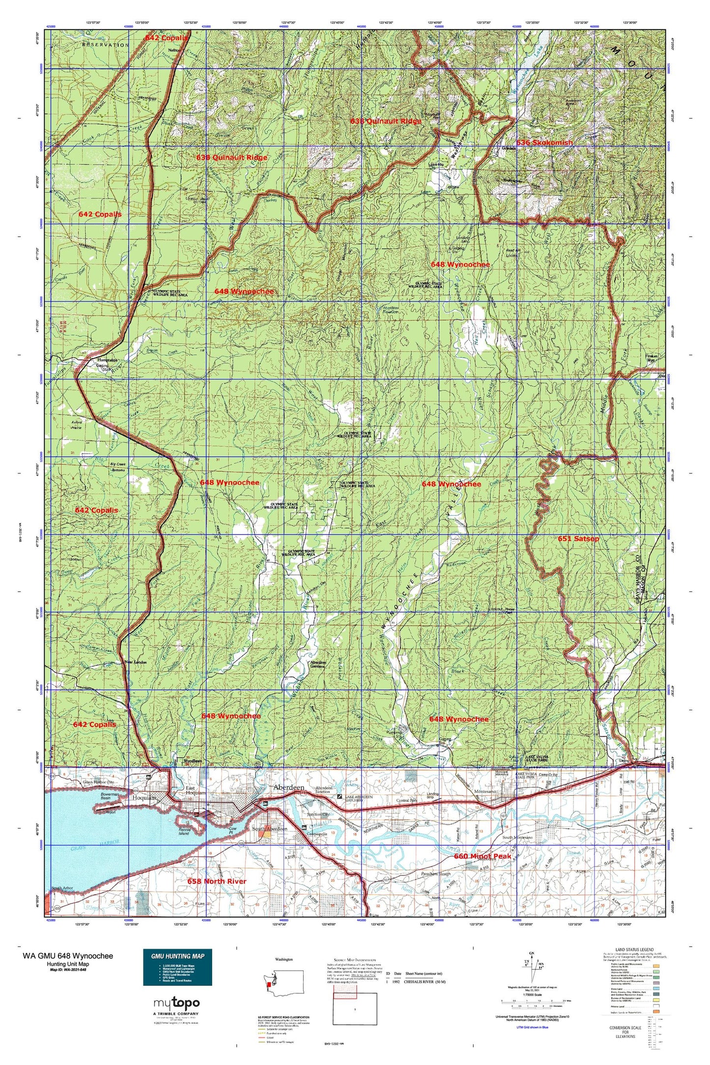 Washington GMU 648 Wynoochee Map Image