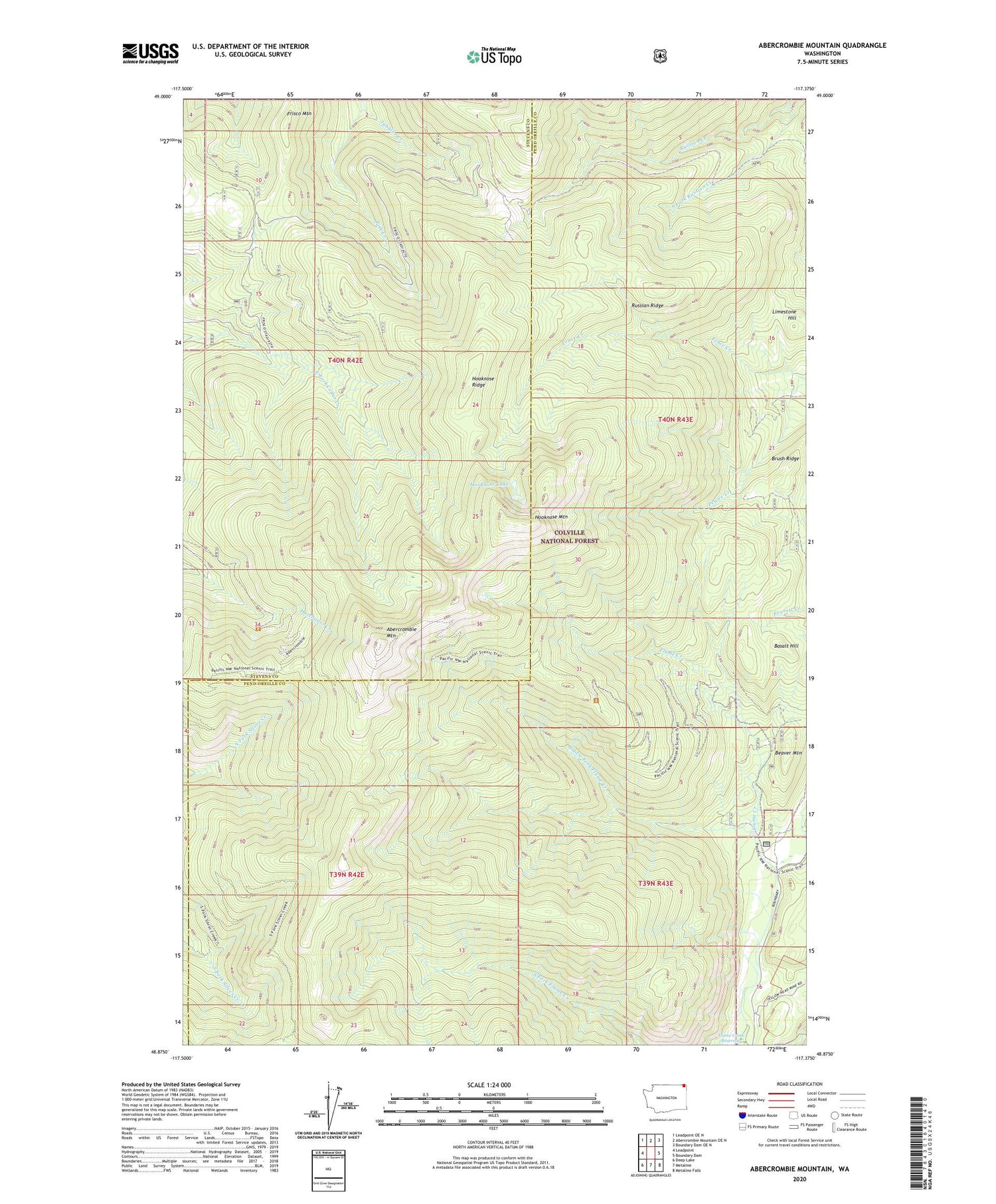 Abercrombie Mountain Washington US Topo Map Image