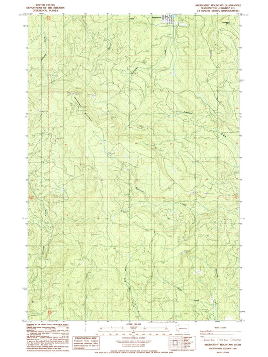 Classic USGS Abernathy Mountain Washington 7.5'x7.5' Topo Map Image