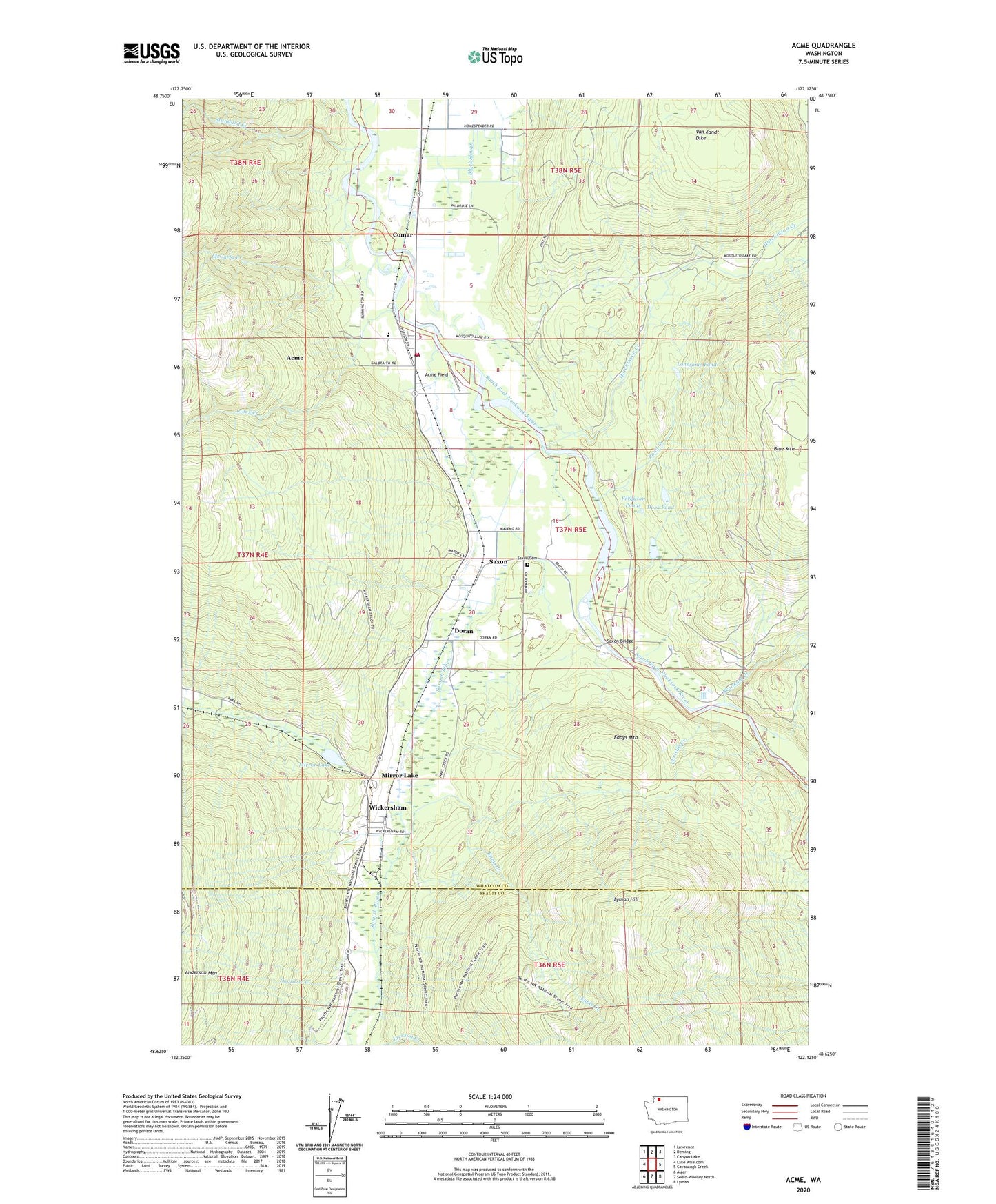 Acme Washington US Topo Map Image