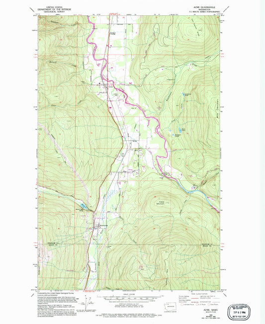 Classic USGS Acme Washington 7.5'x7.5' Topo Map Image