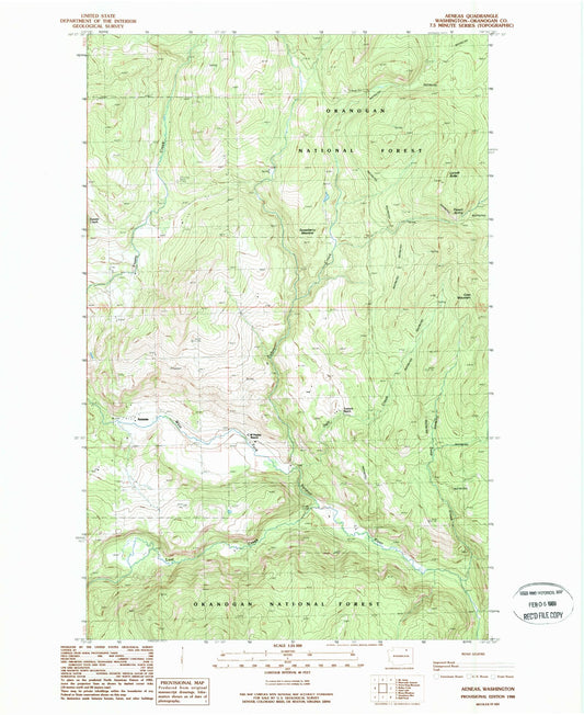 Classic USGS Aeneas Washington 7.5'x7.5' Topo Map Image