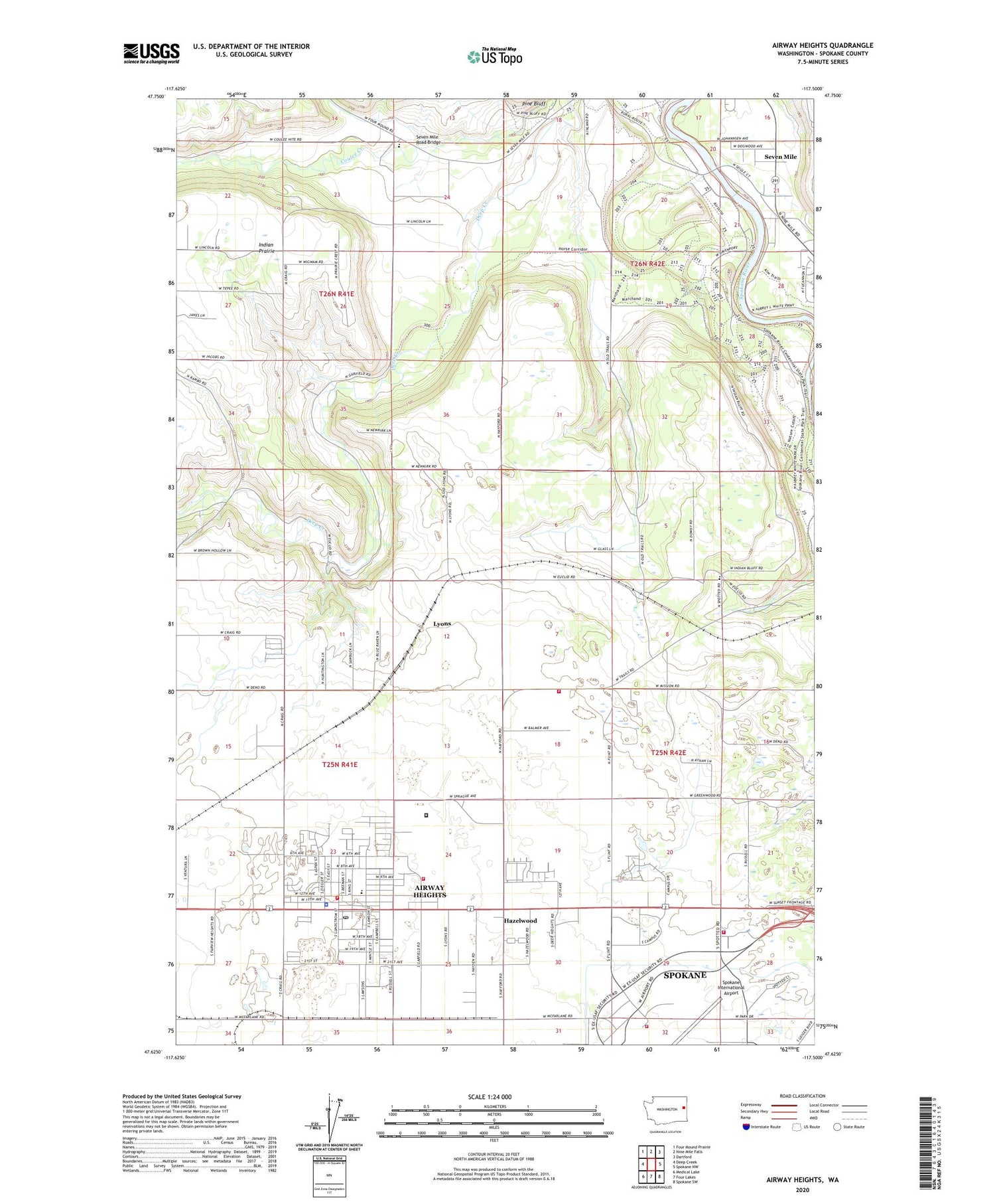 Airway Heights Washington US Topo Map Image