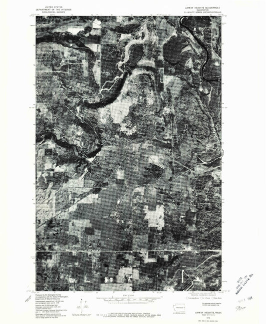 Classic USGS Airway Heights Washington 7.5'x7.5' Topo Map Image