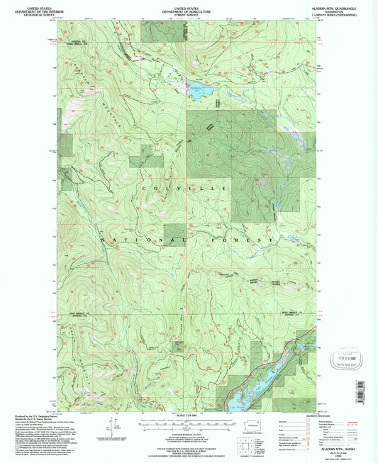 Classic USGS Aladdin Mountain Washington 7.5'x7.5' Topo Map Image