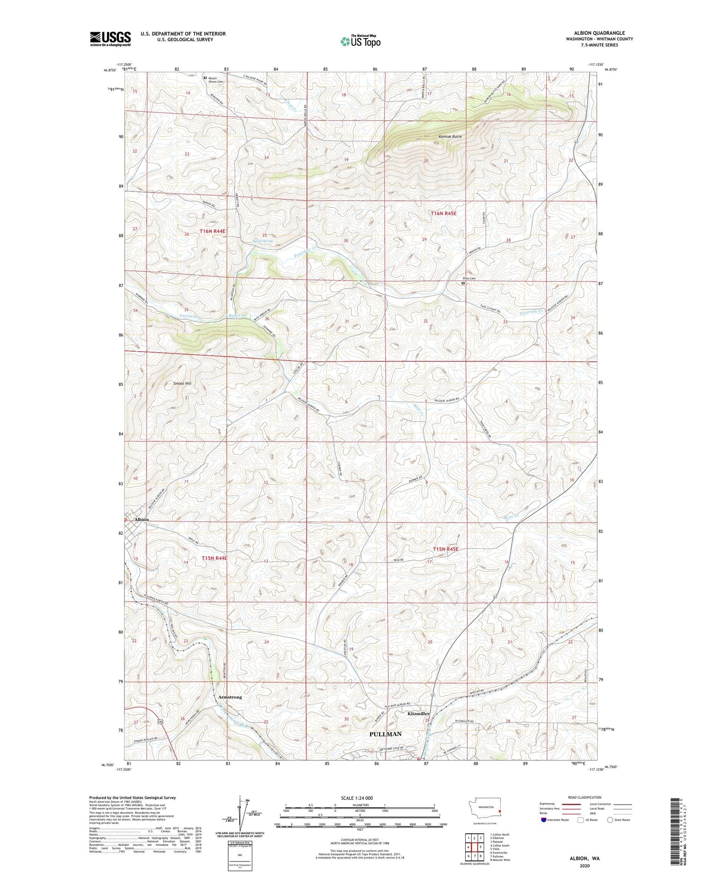 Albion Washington US Topo Map Image