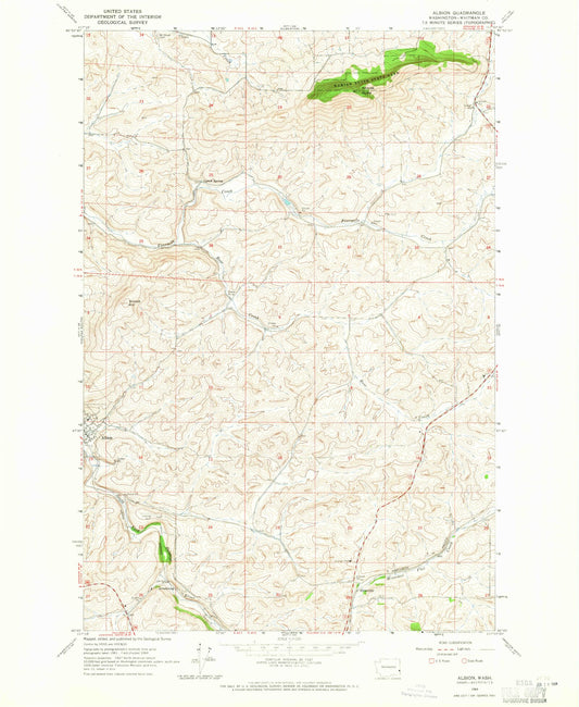 Classic USGS Albion Washington 7.5'x7.5' Topo Map Image