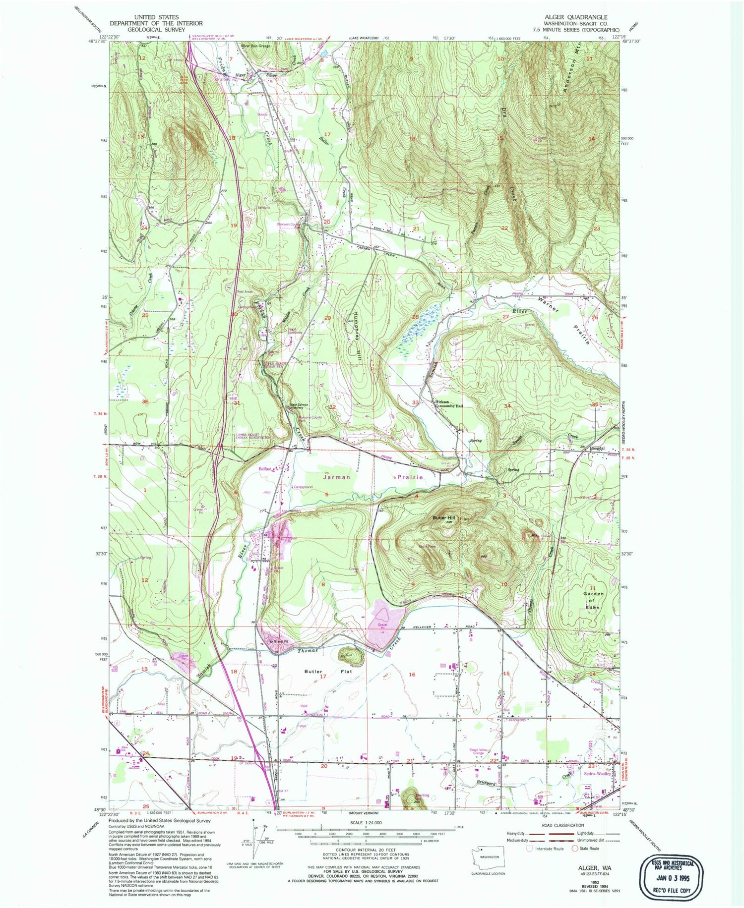 Classic USGS Alger Washington 7.5'x7.5' Topo Map Image