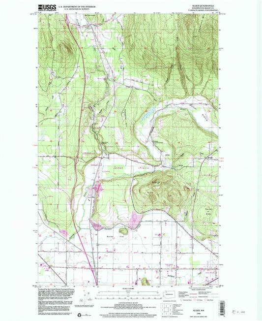 Classic USGS Alger Washington 7.5'x7.5' Topo Map Image
