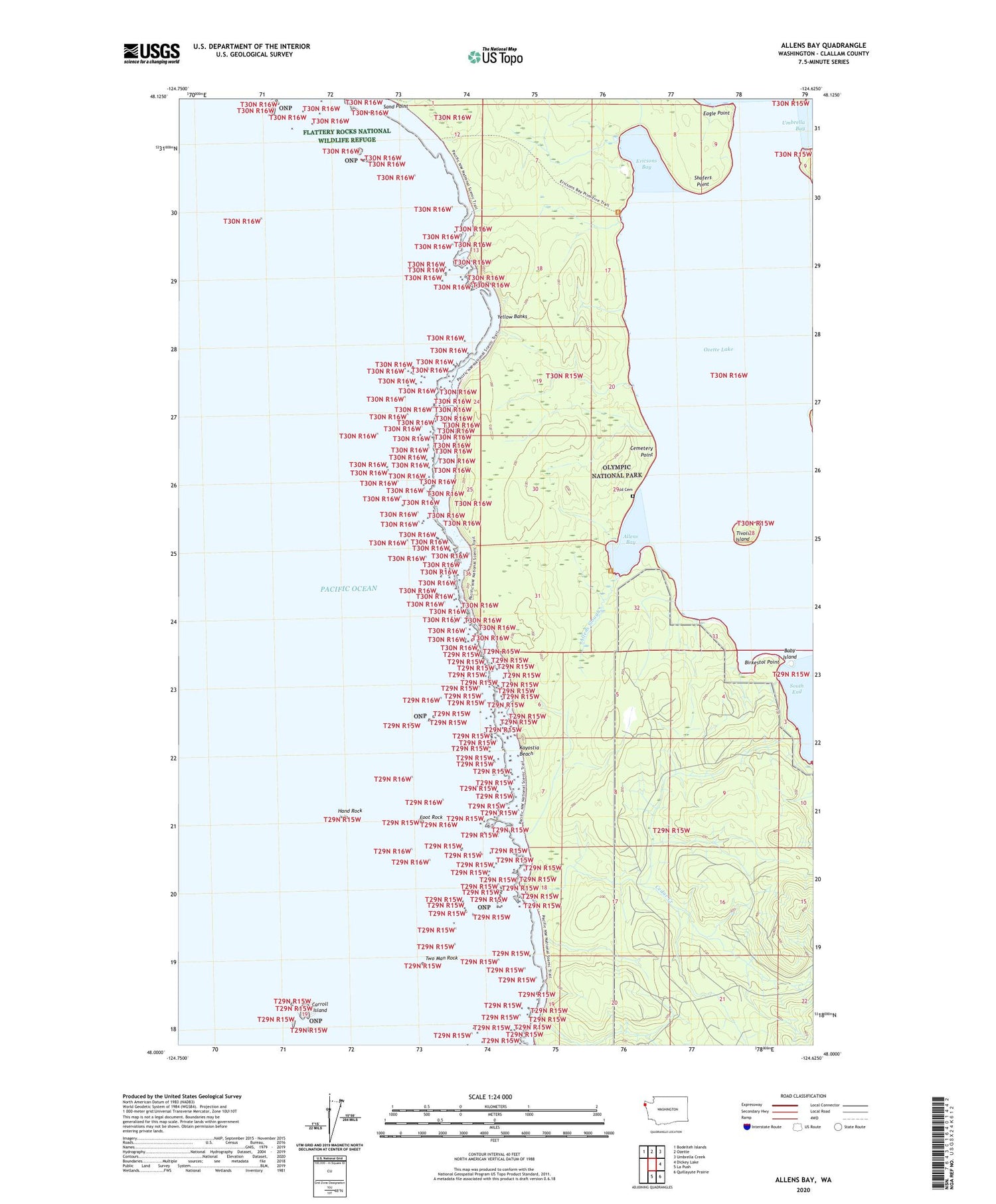 Allens Bay Washington US Topo Map Image