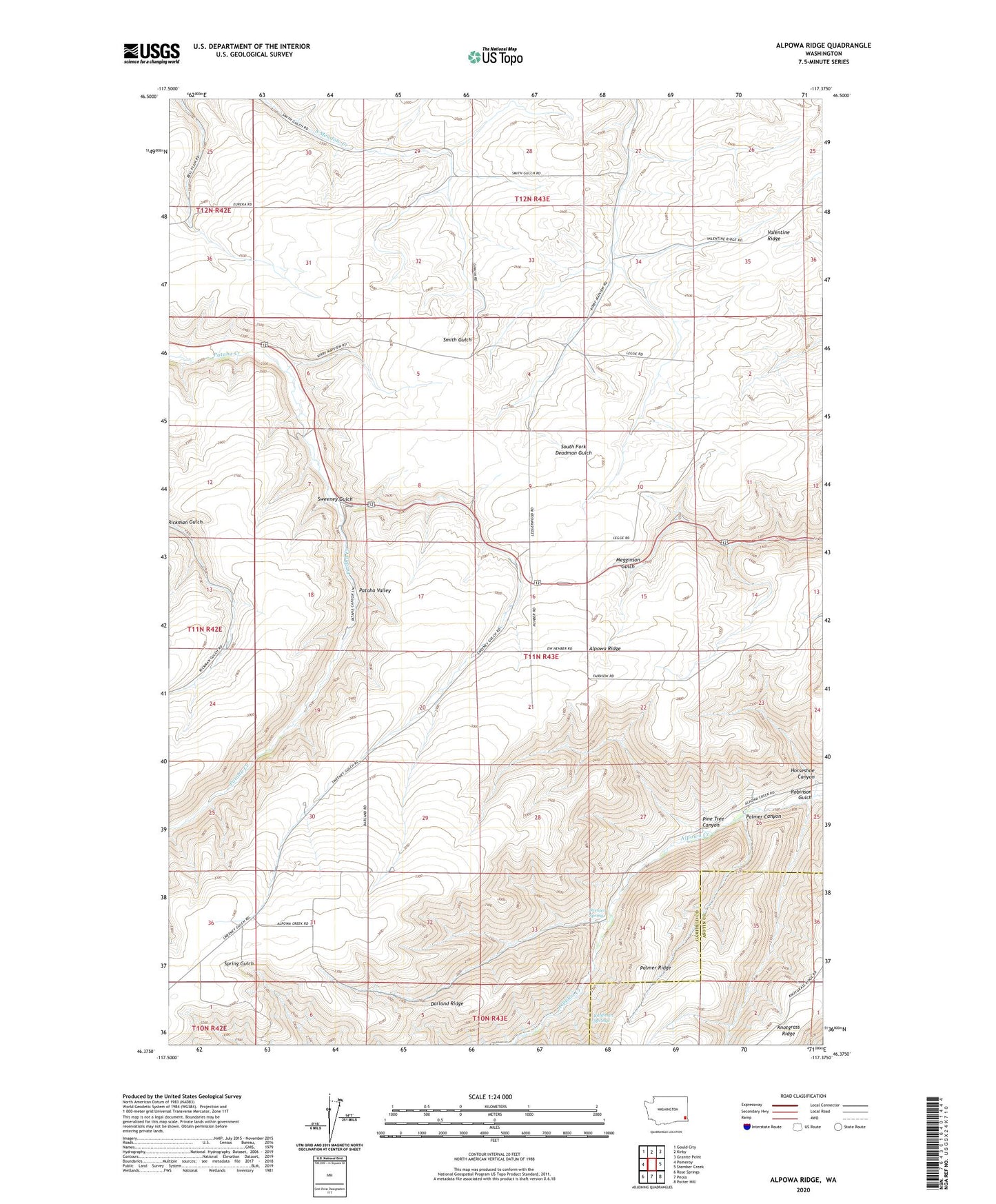 Alpowa Ridge Washington US Topo Map Image