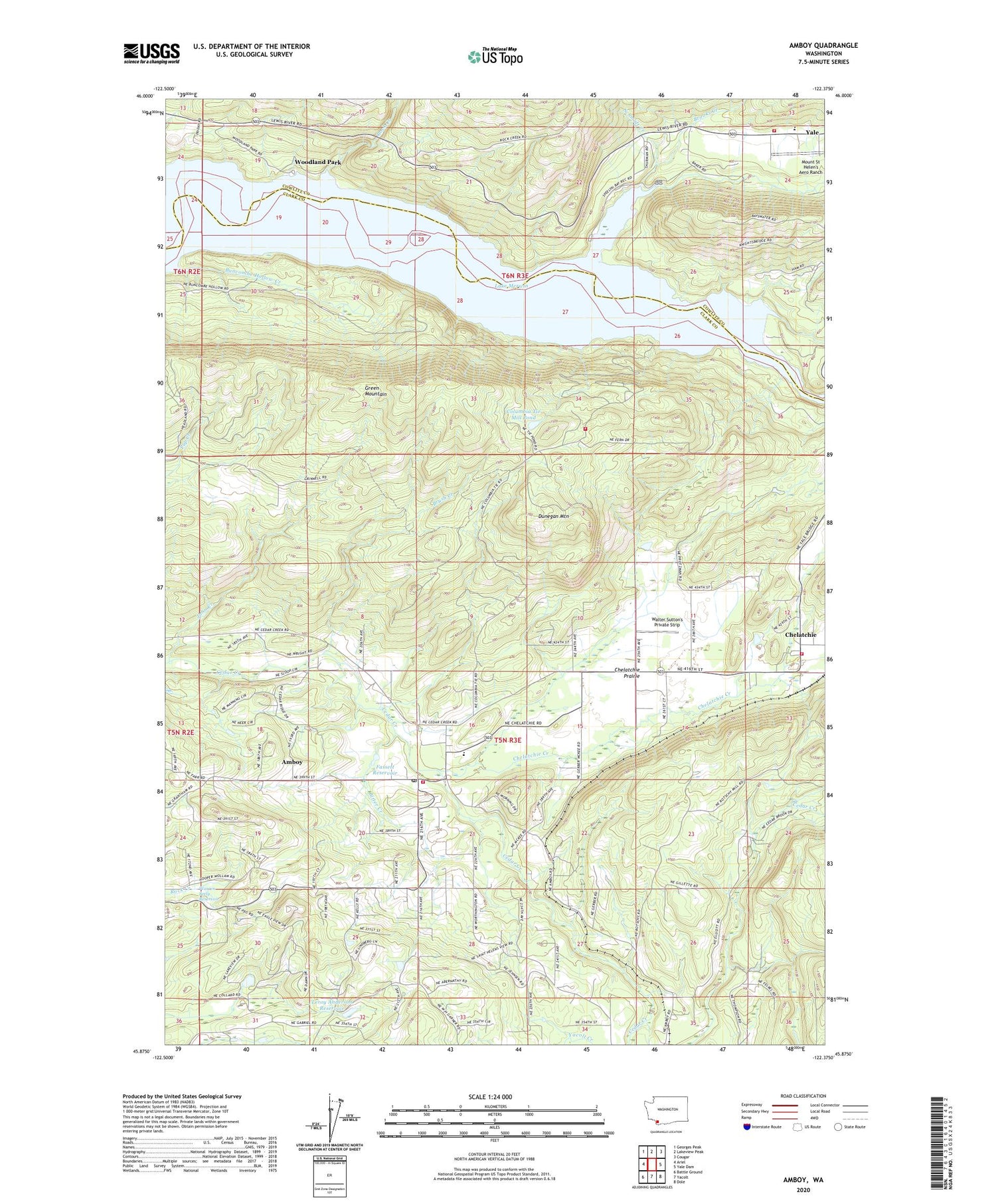 Amboy Washington US Topo Map Image