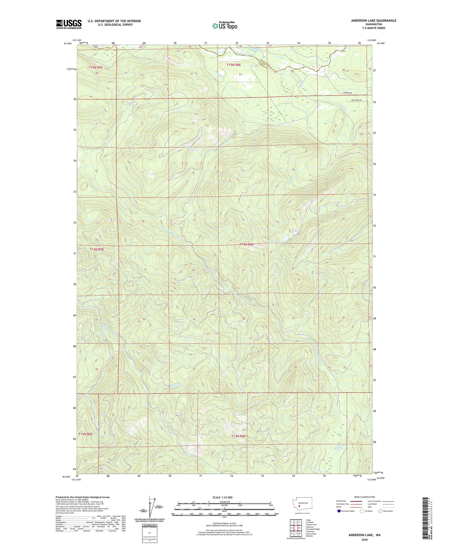 Anderson Lake Washington US Topo Map Image