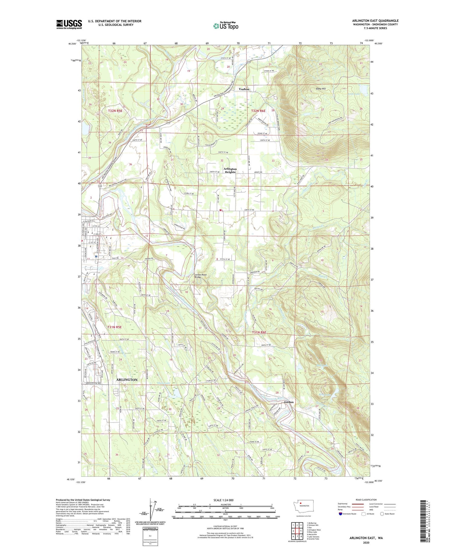 Arlington East Washington US Topo Map Image