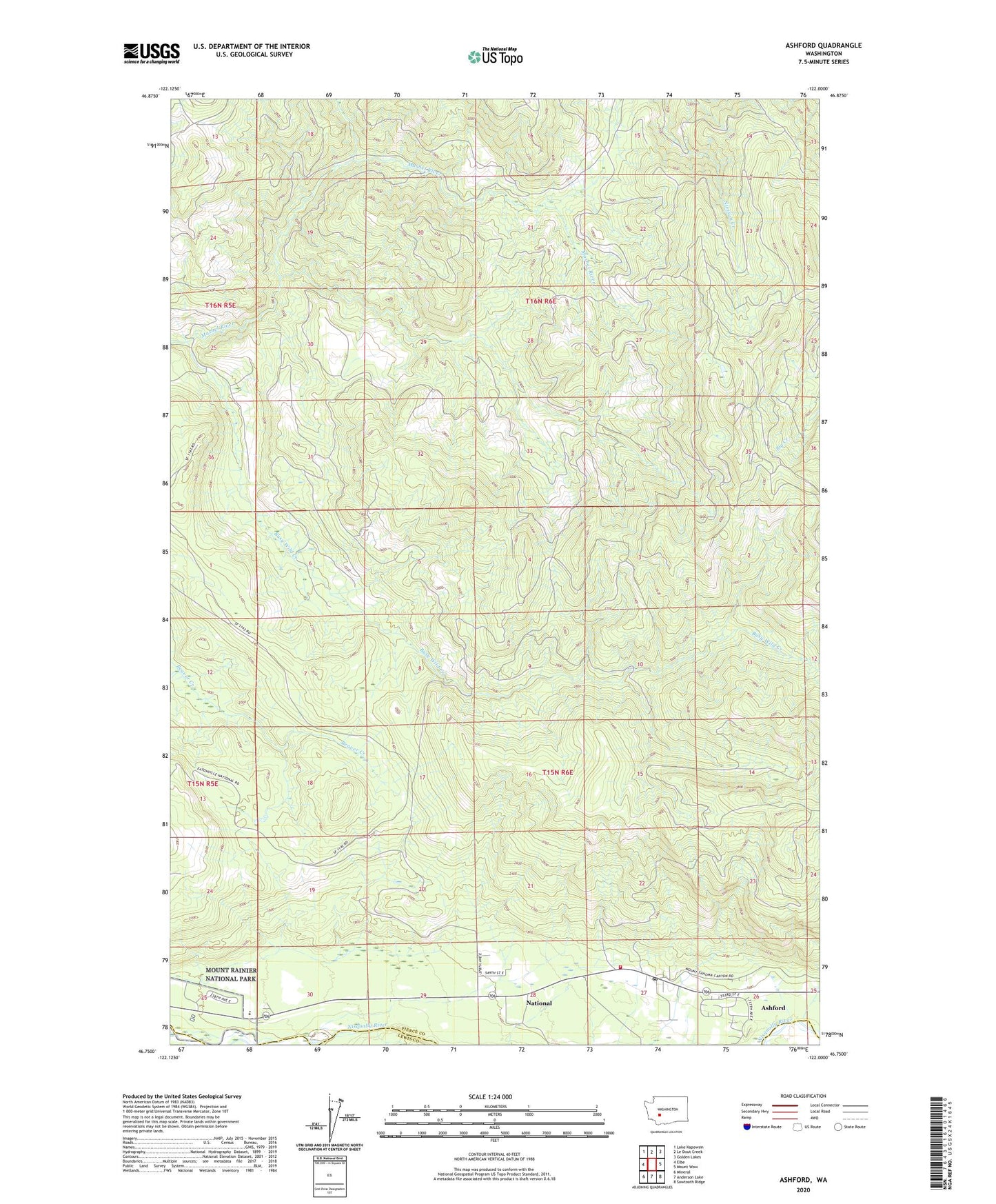 Ashford Washington US Topo Map Image