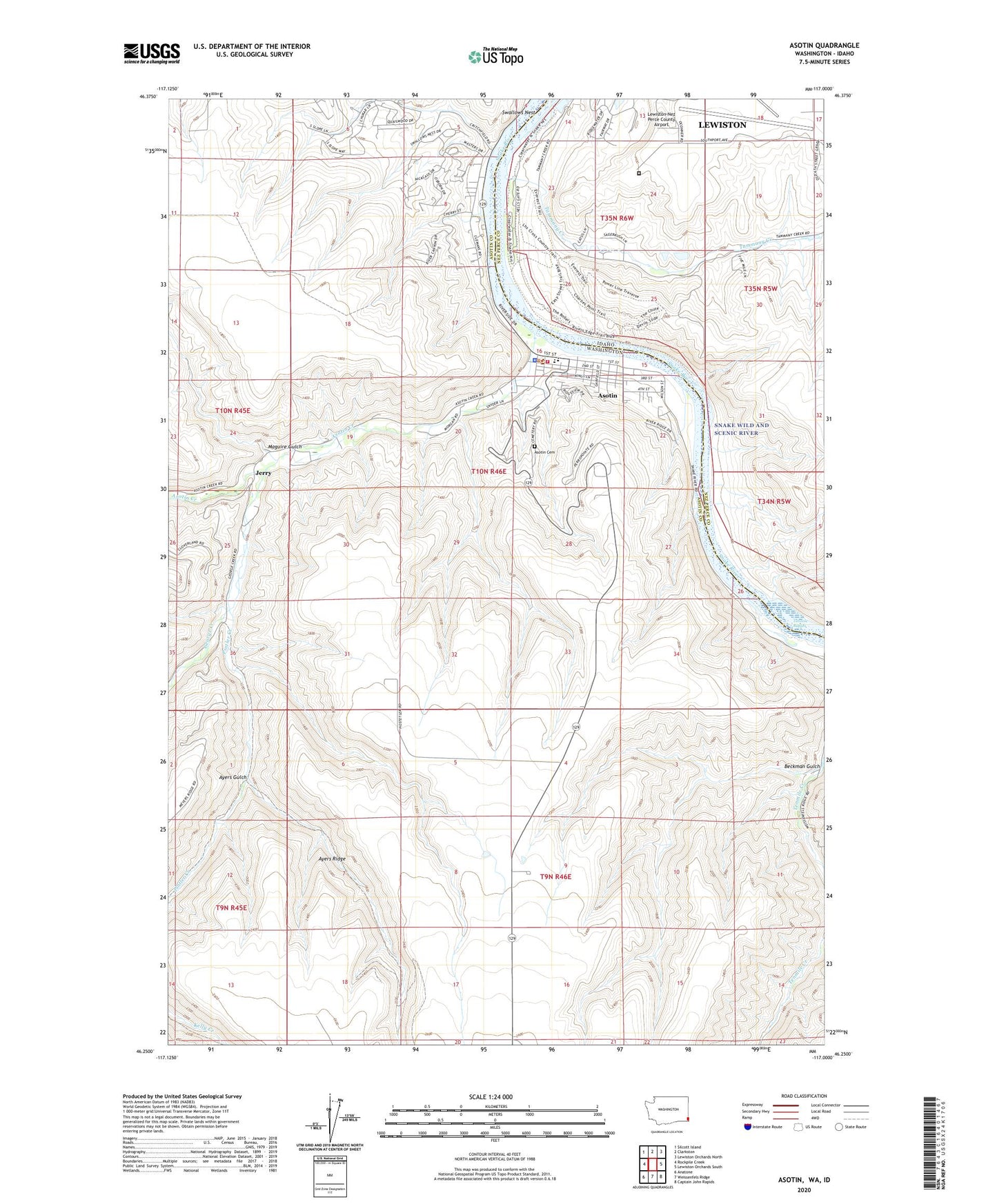 Asotin Washington US Topo Map Image