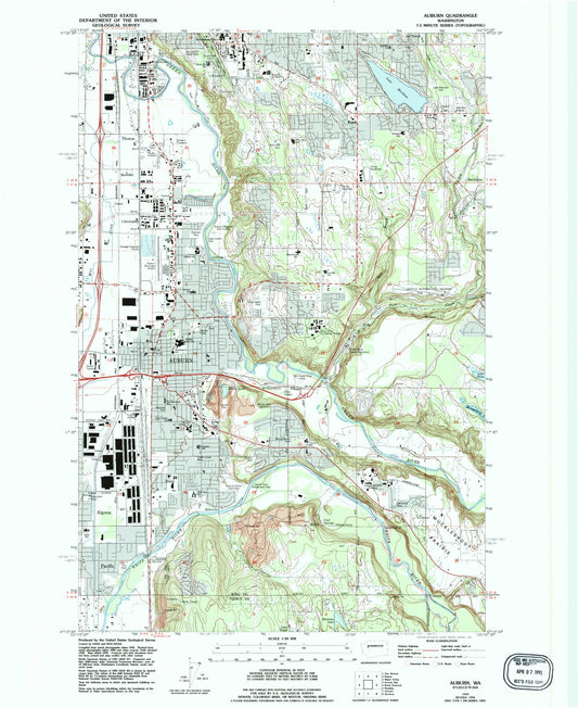 Classic USGS Auburn Washington 7.5'x7.5' Topo Map Image