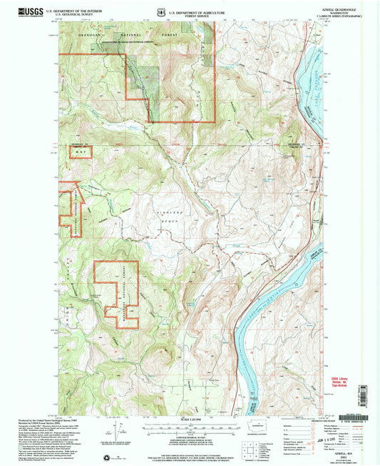 Classic USGS Azwell Washington 7.5'x7.5' Topo Map Image