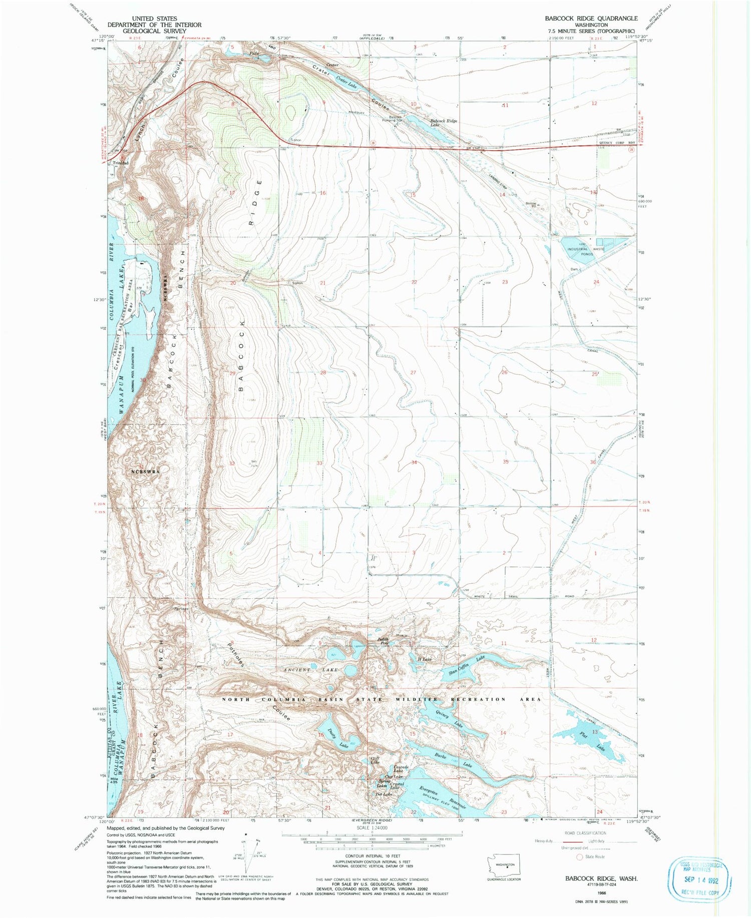 Classic USGS Babcock Ridge Washington 7.5'x7.5' Topo Map Image