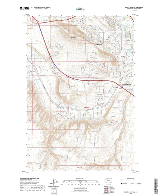 Badger Mountain Washington US Topo Map Image