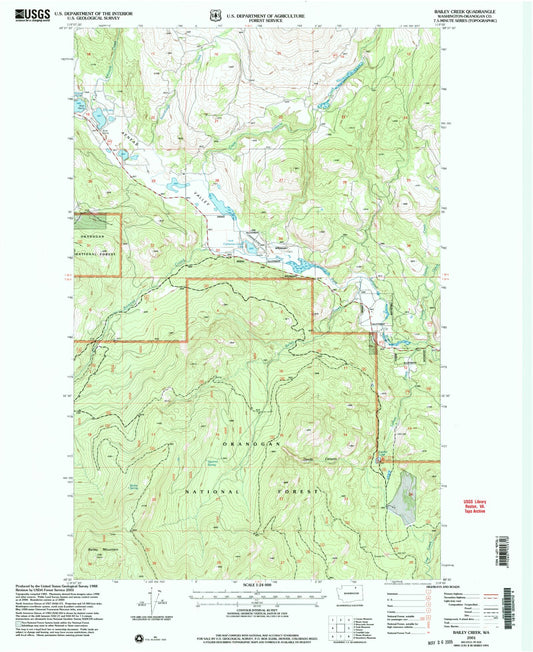 Classic USGS Bailey Creek Washington 7.5'x7.5' Topo Map Image