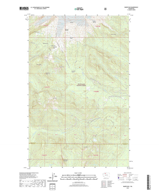 Baker Pass Washington US Topo Map Image