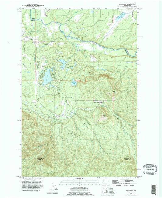 Classic USGS Bald Hill Washington 7.5'x7.5' Topo Map Image