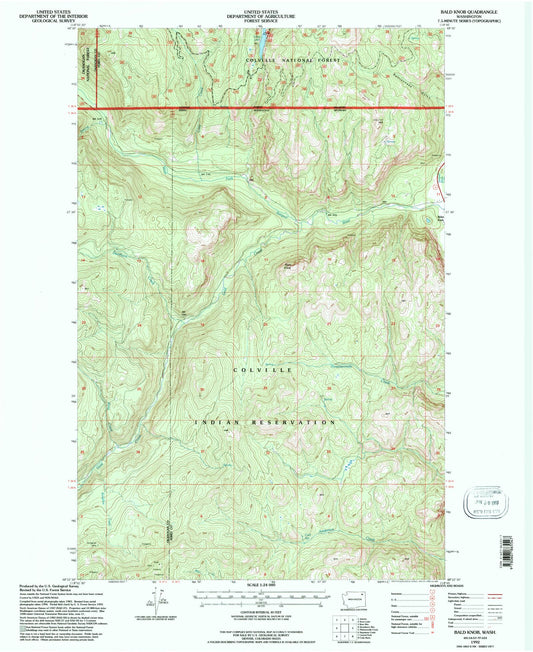 Classic USGS Bald Knob Washington 7.5'x7.5' Topo Map Image